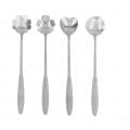 lyrlody Dessertlöffel-Set, 4-teiliges Suppen-Honig-Rührlöffel-Edelstahl-Blumen-Herzform-Kaffeelöffel-Set mit Langem Griff für Zuhause, Küche, Restaurant, 7,1 Zoll (Silber)