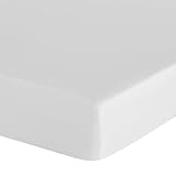 Eurofirany - Spannbettlaken 180x200 - Bettlaken Basic aus Baumwolle, Spannbetttuch mit Gummizug, Widerstandsfähig - für Dicke Matratzen 30 cm Tiefe Tasche - Viele Farben, Weiß