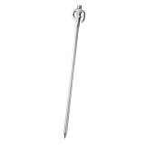 BUGUUYO Stecker Welpe binden Pfahl aus Außeneinsatz Anbindepfahl für Haustiere Zelt zum Campen Zeltpflöcke inoxlm bodenanker Erdspieß aus Metall Campingzelt Hering Rostfreier Stahl Silver