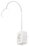 Lunartec Steckdosenleuchte: Dimmbare CCT-LED-Steckerleuchte mit Steckdose, USB-A/C-Port, weiß (Leselampe Bett, Steckdosenlampe Schwanenhals, Netzteil)
