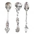 lyrlody Dessertlöffel-Set, 3-teilig, Vintage-Stil, Zinklegierung, Mini-Kaffeelöffel, Getränke, Rührlöffel, für Café, Milch, Tee, Geschäft, Küche, 4,3 X 0,8 Zoll, Silber