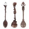 lyrlody Dessertlöffel-Set, 3-teiliges Kaffeelöffel-Set Im Vintage-Stil, Zinklegierung, Getränke, Rühren, Rührschaufel, Geschirr-Ornamente für Café, Milch, Tee, Geschäft, Küche, 4,3 X 0,8