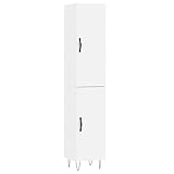 Makastle Highboard mit 2 Türen und 6 Fächern, Hochschrank mit Stauraum, Sideboard, Mehrzweckschrank für Schlafzimmer, Wohnzimmer, Weiß 34,5x34x180 cm Holzwerkstoff