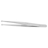 DOITOOL Stempel Pinzette Cluster-wimpernverlängerungen Präzisionspinzette Wimpernverlängerungspinzette Runde Pinzette Punkt Runde Spitze Draht Philatelie Pinzette Rostfreier Stahl Silver