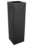 VIVANNO Pflanzkübel Blumenkübel Übertopf Säule Fiberglas Anthrazit Block 100x30x30