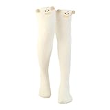 Damen-Korallenvlies, verdickte -Streifen, warme Handtuch-Bodensocken, 2-teilige Strümpfe Netz Strümpfe Kurz (White, One Size)