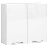 AKORD | Küchenhängeschrank - Oliwia W80 | 2 Regalböden & 2 Tür Küche Schrank | Einbauküche Küchenzeile Küchenmöbel Küchenschränke | Laminierte Platte | 80 x 30 x 72 cm | Weiß & Weiß Glanz