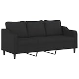 Mimdixy Wohnzimmercouch, 3-Sitzer-Sofa Schwarz 180 cm Stoff Schlaf Couch für Wohnzimmer und Schlafzimmer