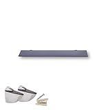 Euro Tische Glas Wandregal 50x17.8cm Badregal, Glas Regal für Badezimmer, Duschregal mit 6mm ESG Sicherheitsglas and Metallhaltern Montiert, Verschiedene Größen (Schwarz