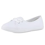 VAN HILL Damen Sportliche Ballerinas Flach Basic Bequem Schuhe 215867 Weiss 41