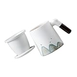 CRAFTHROU Teetasse Aus Keramik Tassen Sieb Wasserbecher Kaffee-ei-becher Teebecher Aus Keramik Kaffeetasse Mit Aufguss Cartoon-teetasse Dekorative Tasse Frühstückstasse Weiß Holz