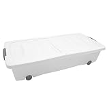 Spetebo Unterbettkommode mit Rollen - 80 x 40 x 17 cm / 40 Liter - Farbe: weiß - Aufbewahrungsbox Betten Box