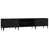 vidaXL TV Schrank, Fernsehtisch mit 4 Fächern 4 Türen, Fernsehschrank Lowboard für Wohnzimmer Schlafzimmer, TV Board Sideboard, Schwarz Holzwerkstoff