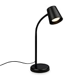 BRILONER – Nachttischlampe, Schreibtischlampe Schwenkbar, Tischlampe GU10 für Home Office mit Kabelschalter, Leselampe, Schwarz