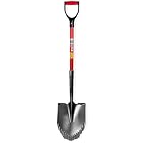 WALTER Professional Gartenspaten- Robuster Glasfaserstiel, Antirutschgriff, langlebiger Kohlenstoffstahl, gehärtete und gezahnte Schneide für Harte und steinige Böden, Kombispaten
