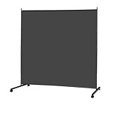 KEORTUN Raumteiler auf Rollen - Einzelpaneel Großer Trennwand 180x190 cm Freistehende Sichtschutz für Büro, Wohnzimmer, Schlafzimmer, Esszimmer, Arbeitszimmer - Grau