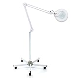 Lupenleuchte Vergrößerungsglas Lampe 18W 8-Fache Vergrößerung Licht 235mm Linse 5 Dioptrien Lupenlampe Standlupe Standlampe mit Beleuchtung kaltes Licht – Weiß