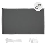 SUN BLOCK Balkon Sichtschutz 80x400cm Balkonabdeckung PES UV-Schutz balkonschutz wetterfest,mit Kabelbinder,Anthrazit