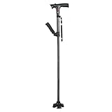 Klappstock mit LED-Licht und Alarm, verstellbare Armlehne Cane und Walking Stick, drehbarer Quad-Basis für Arthritis-Behinderte und ältere Menschen.