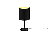 Reality Leuchten Tischleuchte Jerry R50491080, Metall Schwarz matt, Stoffschirm schwarz/goldfarbig, exkl. 1x E14