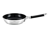 RÖSLE SILENCE PRO ProCeraPlus Bratpfanne Ø 28 cm, Antihaft & Robust - Hitzebeständig bis 260 °C, Keramikversiegelung, Edelstahl 18/10, Silberfarben/Schwarz, 51 x 29,5 x 9,5 cm