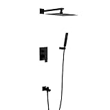 Verstellbares verstecktes Duscharmatur-Set mit Regenduschkopf, Handbrause, integrierte Box, schwarz, für Bad und Duschraum, modernes Badezimmerzubehör