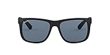 RayBan 0RB4165 Justin Classic Sonnenbrille LargeHerstellerGröße 55, Schwarz Gestell Schwarz Gläser Polarized Blau Klassisch 6222V