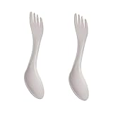 BESPORTBLE 2 Stk Tragbares Besteck Tragbare Heizdecke Für Draußen Camping-spork Tragbare Utensilien Geschirr Wurstlöffel Picknick-kit Gabeln Campingkocher Campingbesteck Korb Silver