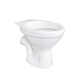 Belvit Stand WC - Keramik-Toilette mit Wandabgang waagerecht, Tiefspüler ohne WC-Deckel, weiß