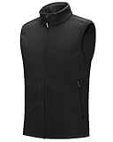 Outdoor Ventures Fleece Weste Herren Leicht Ärmellose Fleeceweste Jacke Winddicht Warm Gefütterte Winterweste Arbeitsweste für Männer mit Reißverschlusstaschen Schwarz L