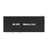 Fangxuee -Kompatibler Matrix 2X2 Switch-Splitter 4K 30Hz mit Audio-Ausgang, RS232-Unterstützung für DVD, HDTV, TV-Box, EU-Stecker