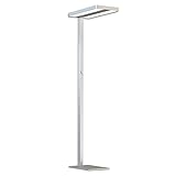 INNOVATE LED Stehlampe Büro Tageslicht – 40W+40W Up Down Office Stehleuchte dimmbar 7500 Lumen – 2m Bürostehleuchte Bürostehlampe UGR 19 Blendungswert – Arbeitsplatzleuchte silber