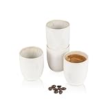 SÄNGER | Espresso Tassen Set Santorini 4 tlg, Espresso- & Mokkatassen 4 Personen, Espressotassen Steingut, Espressotassen Set, Cup Cremefarben mit Flieder Blauem Farbverlauf 80 ml | PREMIUM COLLECTION