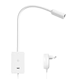 ENUOTEK Leselampe Bett Wandmontage, LED Wandleuchte Leselicht, 4W Bettlampe Wandlampe LED Bettleuchte Touch Dimmbar, 240Lm Schwanenhals LED Nachttischlampe, mit 2A USB Ladeanschluss, Neutralweiß 4000K
