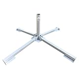 Faltbarer Sonnenschirmständer aus Metall, mit Kreuzsockel, freischwingender Schirmständer, Terrassenschirmständer, weißer Sockel, für den Außenbereich, Metall, freischwingender Schirmständer für