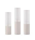 blomus Windlichter Set 3-TLG. - FARO - | Farbe Moonbeam | Stilvolle Teelichthalter aus Glas & Edelstahl | Elegantes Design in Beige | Für stimmungsvolle Beleuchtung | H 19, 21, 23 cm, Ø 5 cm