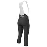 Lo.gas Fahrradhose Damen Gepolstert 3/4 Radlerhose Trägerhose Atmungsaktiv Bib Shorts Elastische Radhose Mit TräGer,High-Waist Radlershorts mit UPF50+ L Schwarz