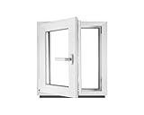 Fenster Kellerfenster Kunststofffenster Kunstoff weiß BxH 50 x 50 cm DIN Links - ALLE GRÖßEN - 2 fach Verglasung BxH 500 x 500 mm - Funktion Dreh-Kipp - BauPlaza