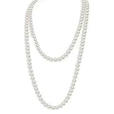 1 Stück Perlenkette Weiß,Pearl Necklace für 1920s Gatsby Perlenkette Kostüm Accessoires,Damen Lange Perlen Halskette,Weiße Elegante Modische Künstliche Perlen Kostüm Perlen Kette für Damen Herren
