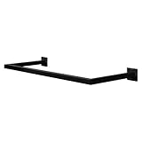 eSituro Kleiderstange Wand Rechteck, Garderobenstange Wandmontage, aus Industrierohr, platzsparend, für Flur Küche Wohnzimmer Badezimmer, 50 kg belastbar, 94x6,5x30 cm, Schwarz