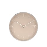 LUUK LIFESTYLE Moderne Quarz Wanduhr in skandinavischem Design mit geräuschlosem Uhrwerk, Sekundenzeiger und arabischen Ziffern, in beige und Silber