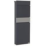 Zelsius Briefkasten mit Zeitungsfach | Postbox in Anthrazit (RAL7016) mit Edelstahl Zeitungsfach | Standbriefkasten mit 2 Schlüsseln und Montagematerial | Briefbox, Postkasten, Hausbriefkasten