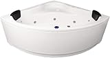 Whirlpool Badewanne Karibik Basic – Made in Germany | Runde Eckbadewanne mit 13 Massage-Düsen & LED Beleuchtung | Maße: [150x150 cm] | Ohne Armaturen | Spa-Badewanne für 2 Personen