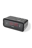 TechniSat DIGICLOCK 2 – kompakter UKW Radiowecker (Zwei Weckzeiten, Schlummerfunktion, dimmbares LCD-Display, Netz- und Batteriebetrieb) schwarz