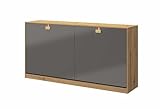 Kaiser Möbel Index Schrankbett, Wandklappbett, Horizontal mit Matratze, Schlafzimmer, Jugenzimmer, Modern Design, Grau/Eiche