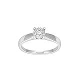 JC Trauringe Damenring Solitär-Ring 585 Weißgold Verlobungsring mit Diamanten Vorsteckring 110 014BR6 (57 (Ø 18,2 mm), 0.16)