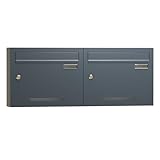 Zedelmaier Mehrfamilienhaus Personalisiert 2er Briefkastensysteme Briefkastenanlage mit Edelstahl Namensschild & Hausnummer wetterfest und rostfrei, Wandbriefkasten Postkasten Anthrazit