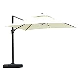 BEDOIN Patio-Sonnenschirm Doppelte Spitze Runder Deluxe Offset-Hängesonnenschirm Outdoor-Marktschirm Garten-Sonnenschirm 2.5M