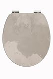 aquaSu® WC-Sitz mit Absenkautomatik, Echtstein Coffee Cloud, Toilettendeckel mit Echtstein-Oberfläche und Holzkern, Fast-Fix Schnellbefestigung, universale O Form, Toilettensitz Stein, 40695 6