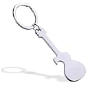 Sportigo ® Gitarre Schlüsselanhänger mit Flaschenöffner in der Farbe Silber / Flaschen Öffner Anhänger / Musik Musiker Geschenk Vater Geschenkidee
